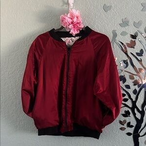 Girls Disney Theme Burgundy Bomber Jacket